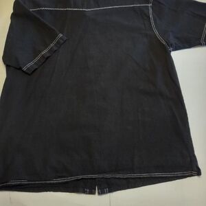 Peruvian mens embroired/trim with white decoration black button down shirt.  XXL